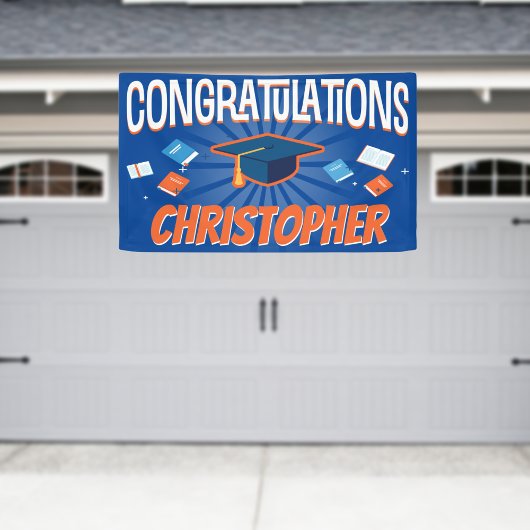 Gefeliciteerd met het Afstuderen van de Modern Blu Spandoek