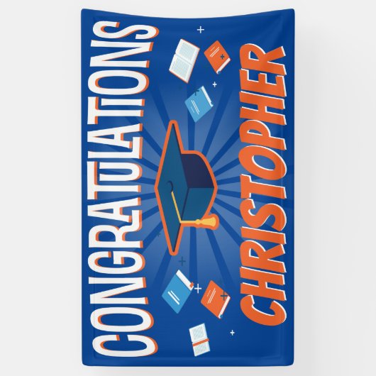 Gefeliciteerd met het Afstuderen van de Modern Blu Spandoek (Verticaal)