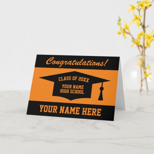 Gefeliciteerd met het afstuderen van de oranje en kaart (Gele Bloem)