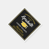 Gefeliciteerd met het afstuderen van zwart en goud servet (Hoek)