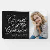 Gefeliciteerd met het afstuderen zwarte foto afstu spandoek (Horizontaal)