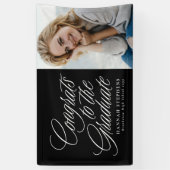 Gefeliciteerd met het afstuderen zwarte foto afstu spandoek (Verticaal)