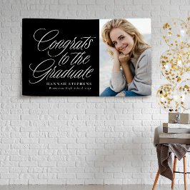 Gefeliciteerd met het afstuderen zwarte foto afstu spandoek