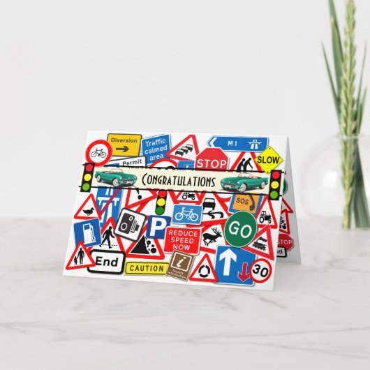 Gefeliciteerd met het behalen van het rijexamen kaart (Voorkant)