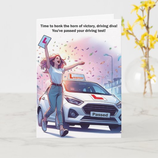 Gefeliciteerd met het behalen van het rijexamen (V Kaart (Gele Bloem)