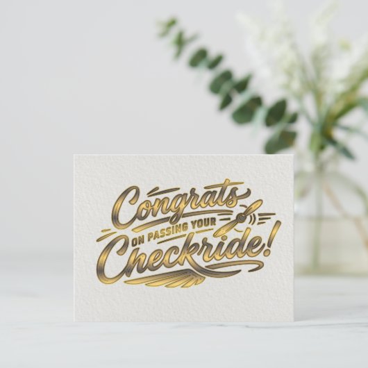 Gefeliciteerd met het behalen van je checkride! briefkaart (Staand voorkant)