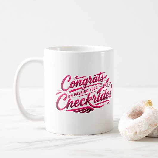 Gefeliciteerd met het behalen van je checkride! koffiemok (Met donut)