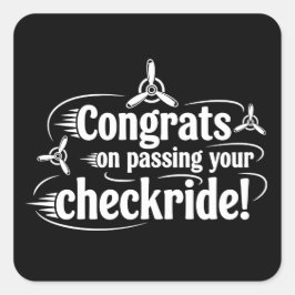 Gefeliciteerd met het behalen van je checkride! vierkante sticker