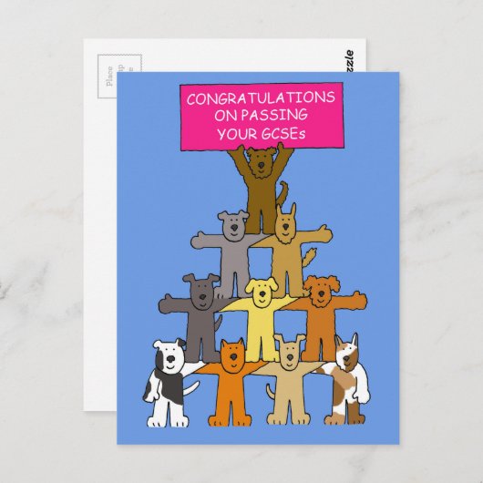 Gefeliciteerd met het behalen van uw GCSE's. Briefkaart (Voorkant / Achterkant)