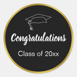 Gefeliciteerd met het Black White Gold Class Afstu Ronde Sticker