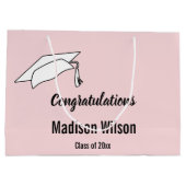 Gefeliciteerd met het Bleke roze en zwarte Afstude Groot Cadeauzakje (Achterkant)