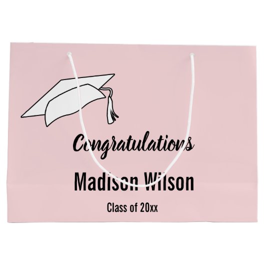 Gefeliciteerd met het Bleke roze en zwarte Afstude Groot Cadeauzakje (Achterkant)