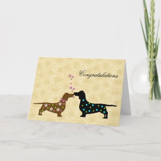 Gefeliciteerd met het dachshund-huwelijk kaart (Voorkant)