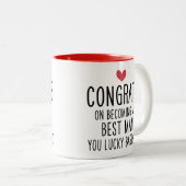 Gefeliciteerd met het feit dat ik mijn beste man b tweekleurige koffiemok (Voorkant rechts)