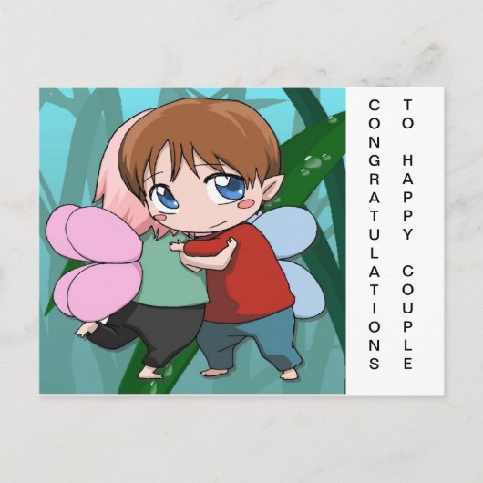 Gefeliciteerd met het gelukkige paar briefkaart (Voorkant)