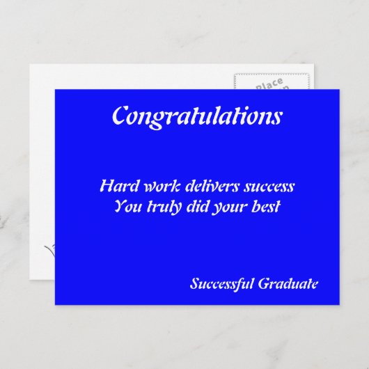 Gefeliciteerd met het harde werk briefkaarten (Voorkant / Achterkant)