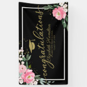 Gefeliciteerd met het hete roze bloemenafstudeerfe spandoek (Verticaal)