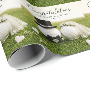 Gefeliciteerd met het huwelijk voor golfer cadeaupapier