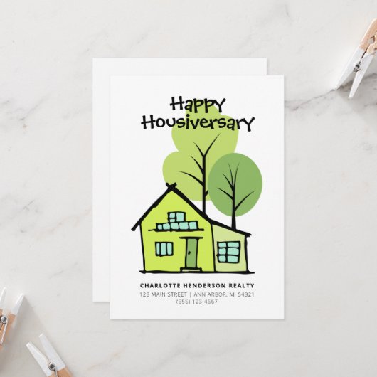 Gefeliciteerd met het jubileum van het moderne hui kaart (Voorkant / Achterkant in situ)
