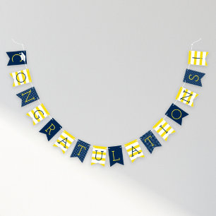 Gefeliciteerd met het moderne marinegroomgeel Afst Vlaggetjes