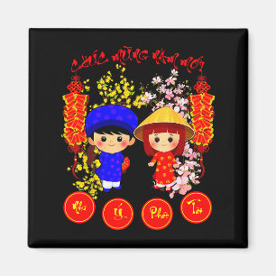 Gefeliciteerd met het nieuwe jaar 2026 Tee Vietnam Magneet