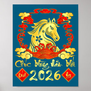 Gefeliciteerd met het nieuwe jaar 2026 Tet Vietnam Poster