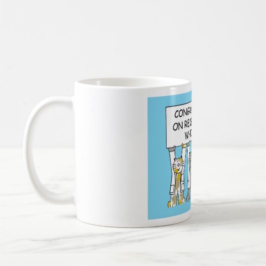 Gefeliciteerd met het ontvangen van je witte jat koffiemok (Links)