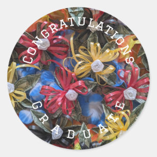 Gefeliciteerd met het ontwerp van geldlei afstuder ronde sticker