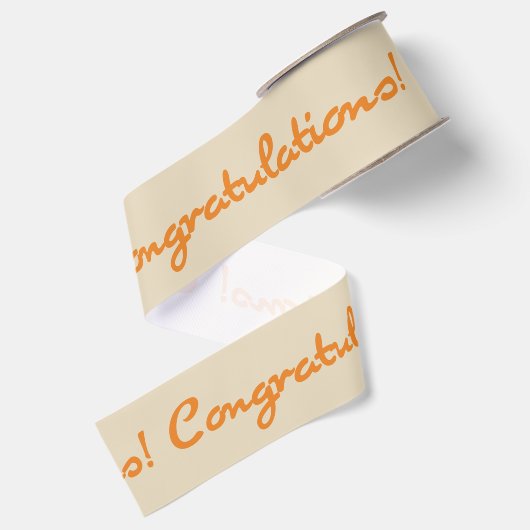 Gefeliciteerd met het Oranje Casual script Grosgrain Lint (Achterkant)