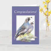 Gefeliciteerd met het paar California Quail Birds Kaart (Gele Bloem)
