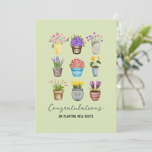 Gefeliciteerd met het planten van nieuwe wortels n kaart (Staand voorkant)