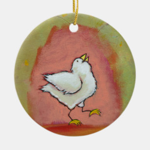 Gefeliciteerd met het schilderen van kip leuke mod keramisch ornament