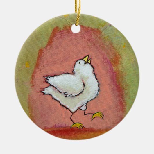 Gefeliciteerd met het schilderen van kip leuke mod keramisch ornament (Voorkant)