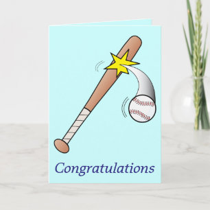 Gefeliciteerd met het spel met bal en bat kaart