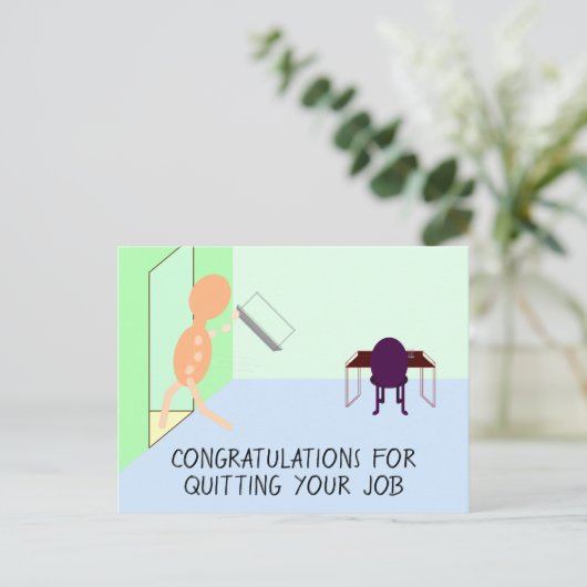 Gefeliciteerd met het Stoppen met Je Werk - Nod No Briefkaart (Staand voorkant)