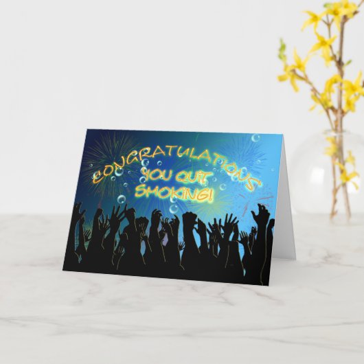 Gefeliciteerd met het stoppen met roken kaart (Gele Bloem)