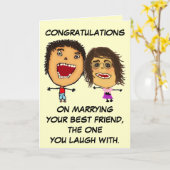 Gefeliciteerd met het trouwen met je beste vriend kaart (Gele Bloem)