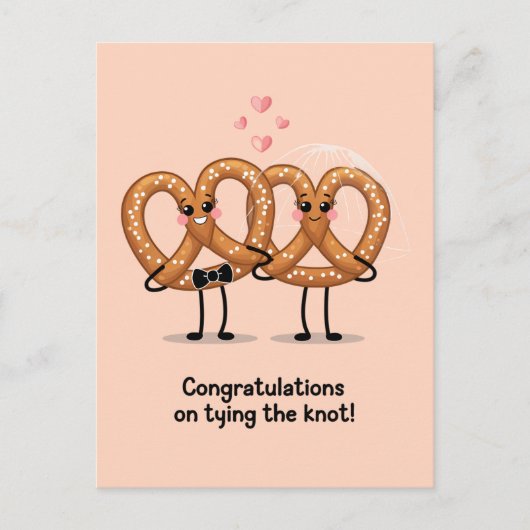 Gefeliciteerd met het trouwen Pretzel Grappig Briefkaart (Voorkant)