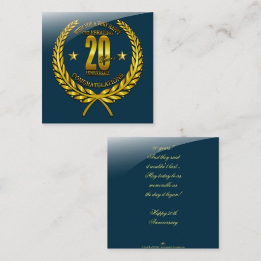 Gefeliciteerd met het twintigste Jubileum Informatiekaartje (Voorkant / Achterkant)