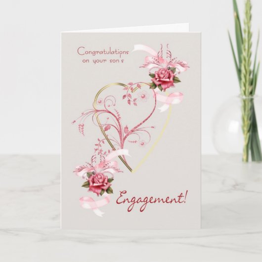 Gefeliciteerd met het verloving van je zoon en de  kaart (Voorkant)