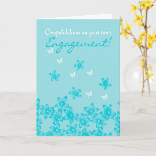 Gefeliciteerd met het verloving van je zoon Floral Kaart (Gele Bloem)