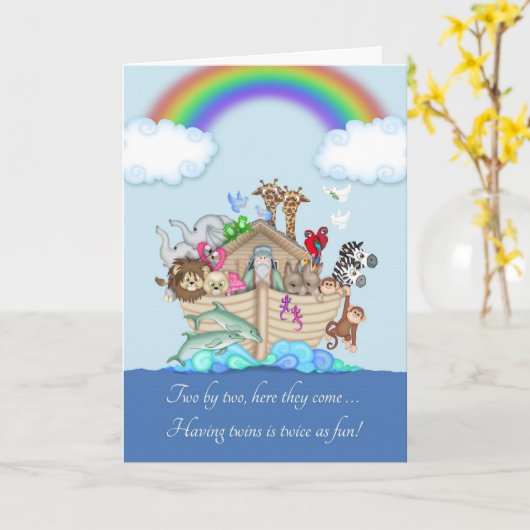 Gefeliciteerd met het verwachten van Twins - Noah' Kaart (Gele Bloem)