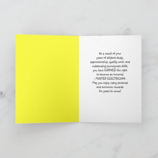 Gefeliciteerd met het worden van een Master Electr Kaart (Binnen)