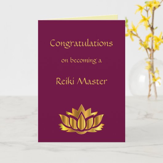 Gefeliciteerd met het worden van een Reiki Master Kaart (Gele Bloem)