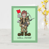 Gefeliciteerd met het worden van een Vrouw soldaat Kaart (Gele Bloem)