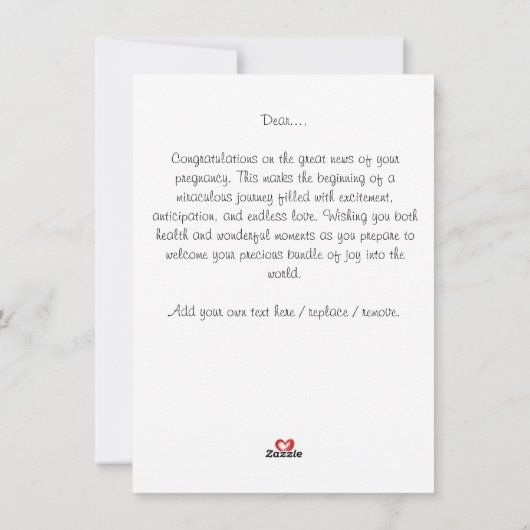 Gefeliciteerd met het worden van ouders, gepersona feestdagenkaart (Achterkant)