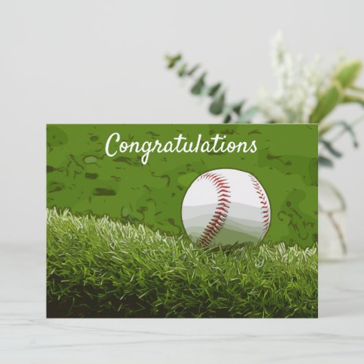 Gefeliciteerd met honkbal met waterverf (Staand voorkant)