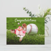 Gefeliciteerd met honkbal met waterverf (Staand voorkant)