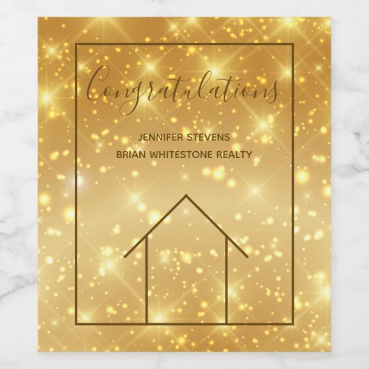 Gefeliciteerd met huishouding onroerend goed wijn etiket (Enkel label)