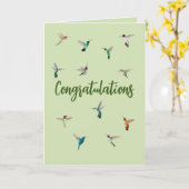 Gefeliciteerd met Hummingbird Kaart (Gele Bloem)